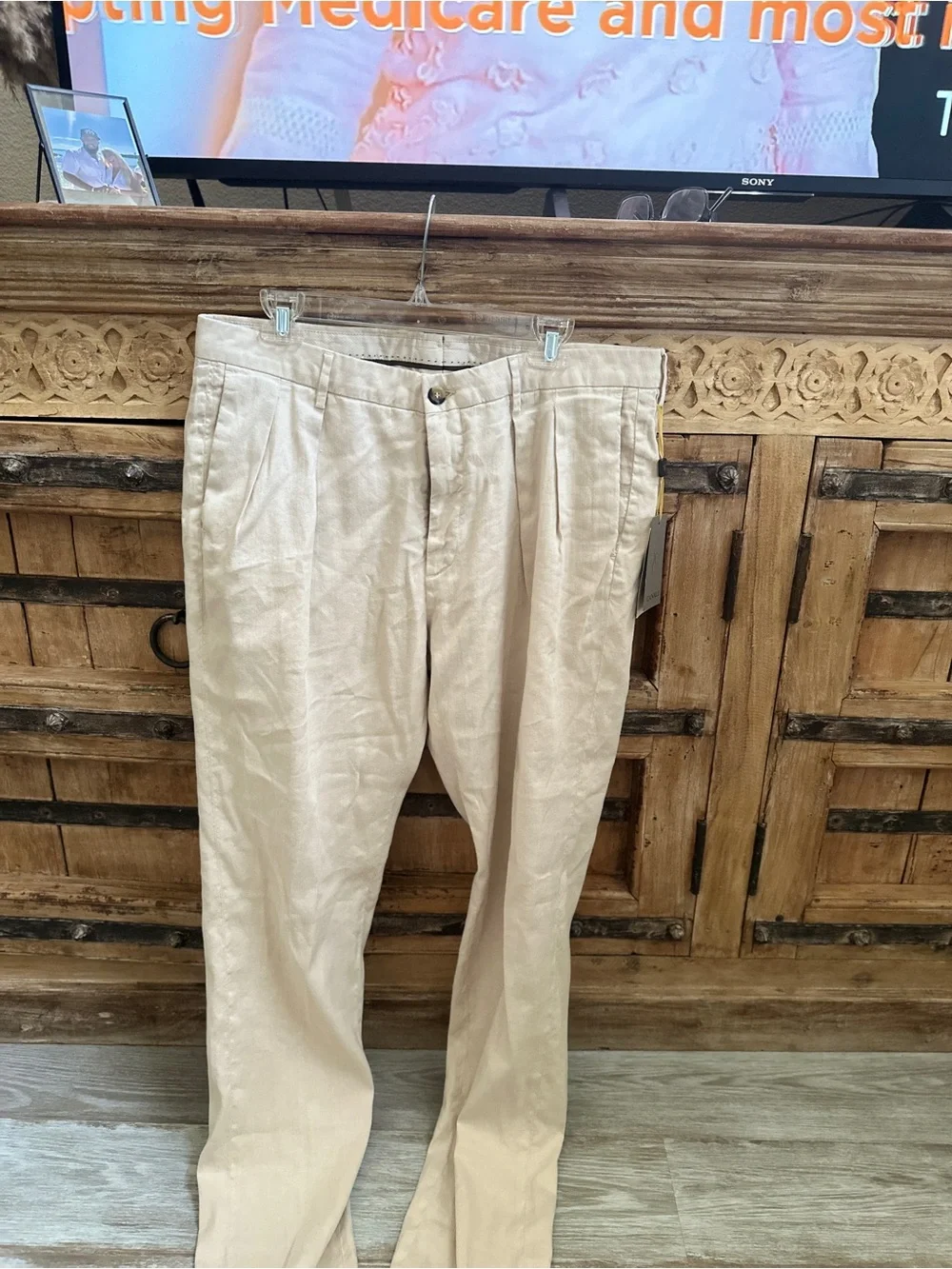 NEW Canali Men's Khaki Pants Metropolitan Fit Size 54 EU/ 36 US Made in Italy